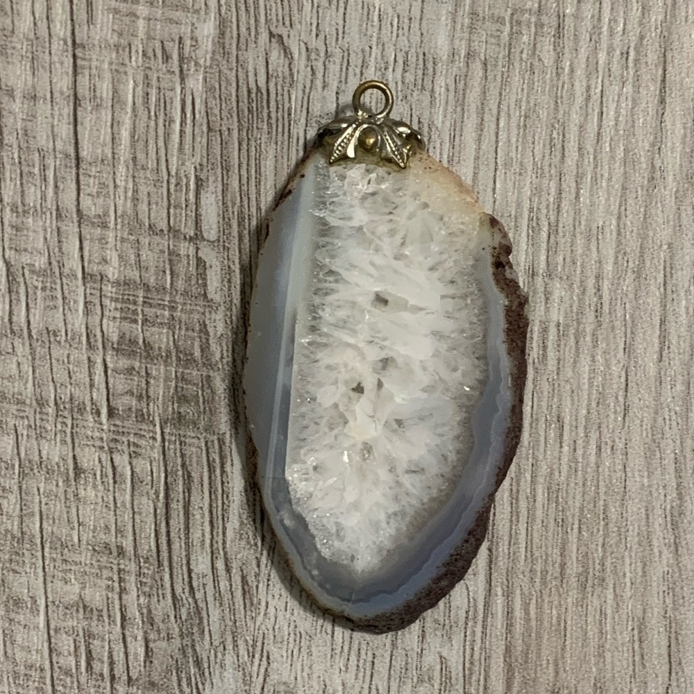 Vintage Agate Slab Pendant with Amethyst Infusion